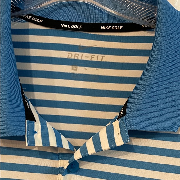 Nike Men's Polo Shirt in Blue and White Stripes - Picture 2 of 3